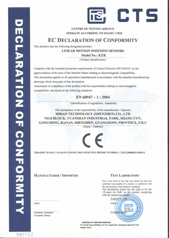 ЕС Декларация соответствия модель KTR