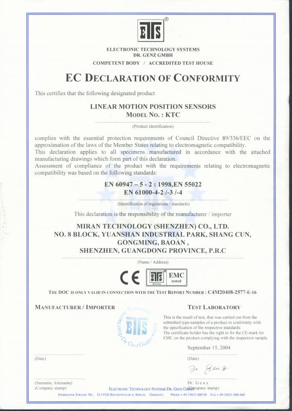 ЕС Декларация соответствия модель KTС